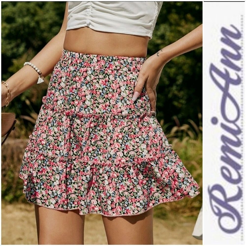 Ditsy Floral Print Layered Skirt